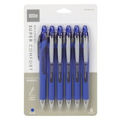 Office Depot Comfort Grip Blue Pens Pack of 6 Smooth Writing Instruments