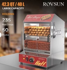 ROVSUN Hot Dog/Bun Steamer 42.3QT/40L Holds 235 Hot Dogs 50 Buns