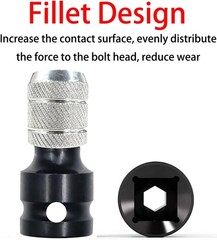 2 PCS 1/2 inch Square Drive to 1/4 inch Hex Female Socket Adapter Converter C…