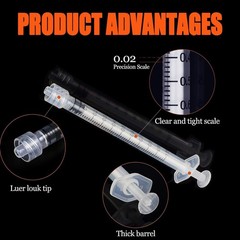50Pack 1ml Luer Lock Syringes (No Needle) Sterile & Professional,Individually…
