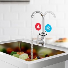 28” Stainless Steel Utility Sink Freestanding Single Bowl W/ Faucet Hot & Cold