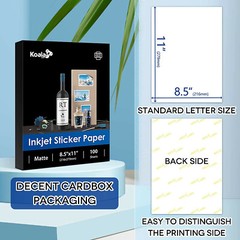 300 Sheets Koala Sticker Paper 8.5×11 Matt White Full Sheet Label Inkjet / Laser
