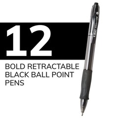 BIC Glide Bold Black Ballpoint Pens, Bold Point (1.6Mm), 12-Count Pack,