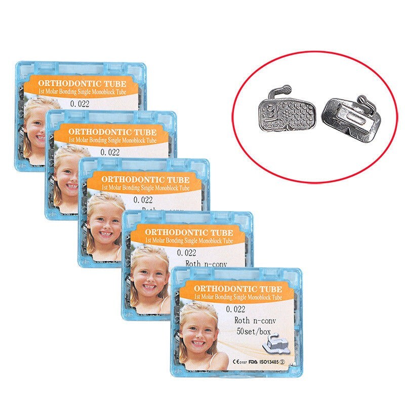 200Pcs Dental Buccal Tubes Orthodontic 1st Molar Tube Roth 022 Convertible Mesh