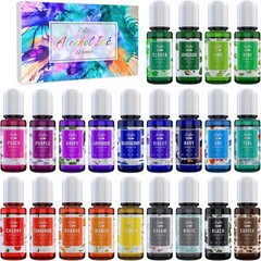 Alcohol Ink Set – 22 Colors x 0.35oz Alcohol Based Ink for Epoxy Resin Painting,