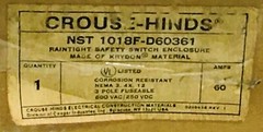 CROUSE HINDS NST1018F-D60361 KRYDON 60AMP FUSIBLE DISCONNECT SWITCH NEW IN BOX
