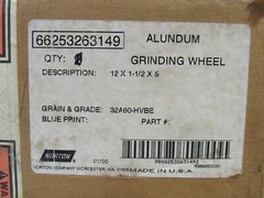 NEW NORTON ALUNDUM GRINDING WHEEL 66253263149 32A60-HVBE 12X1-1/2X5 2070RPM