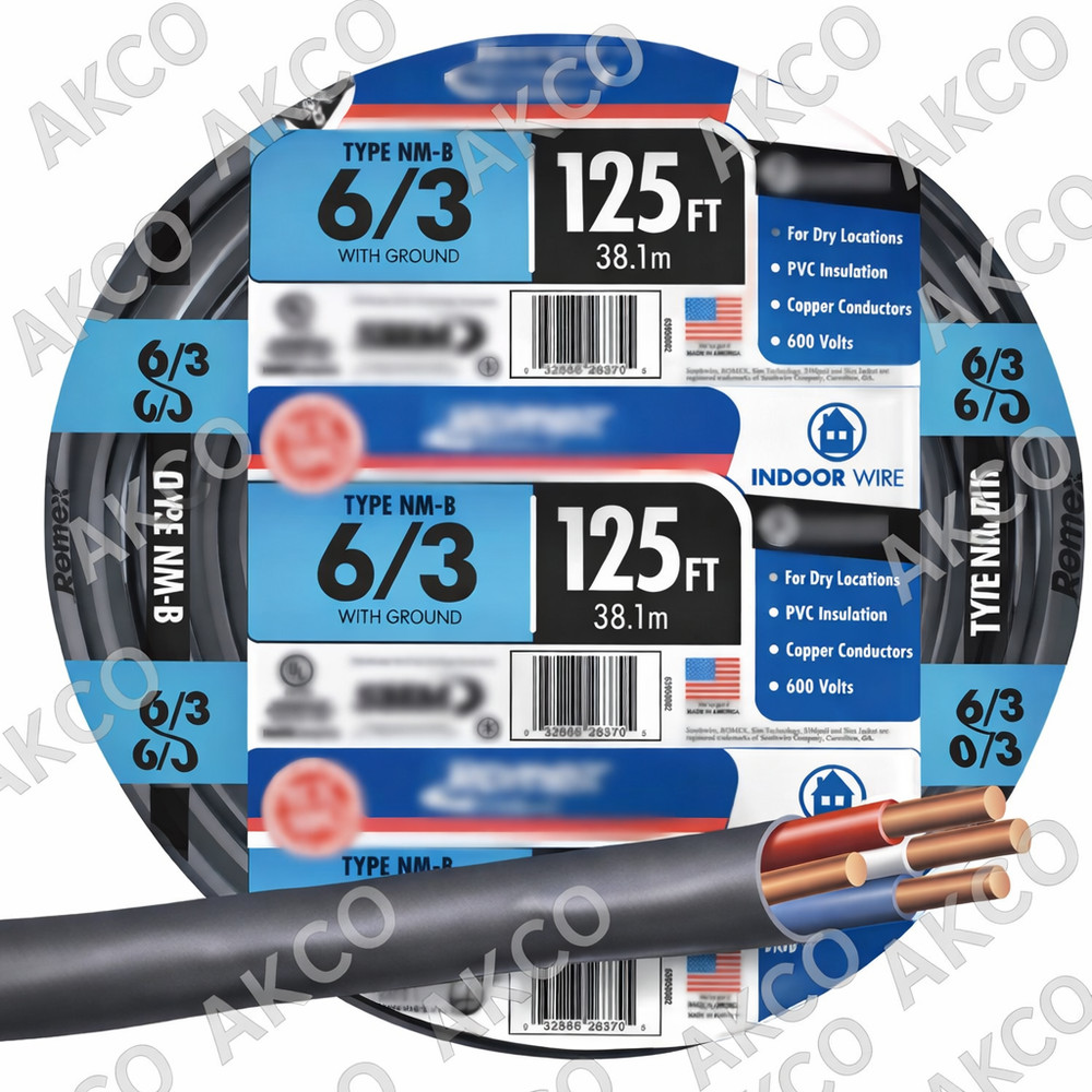 125 ft 6/3 NM-B Copper Indoor Electrical Cable w/ Ground Residential Wire
