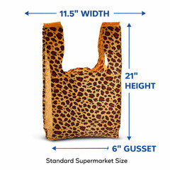 Leopard Print T Shirt Bags 11.5 x 6 x 21 Plastic Retail Checkout Bags HDPE
