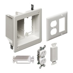 Arlington TVBR505K 2-Gang Recessed Power & Low Voltage TV Box Kit White