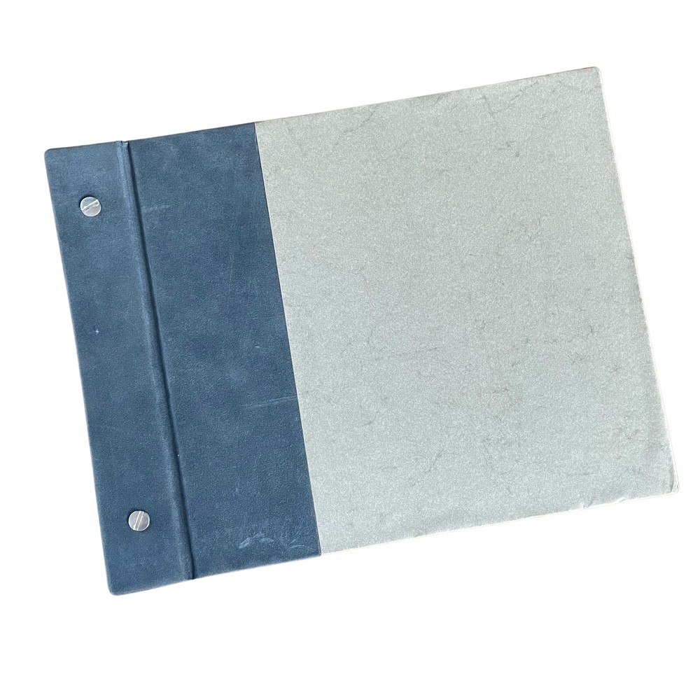 Vintage Unused Blank Book Blue Gray Paper Brads Binding 11.25 x 8.75 in
