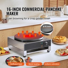 VEVOR 16-Inch Electric Crepe Maker Commercial Crepe Machine 1700W Non-stick