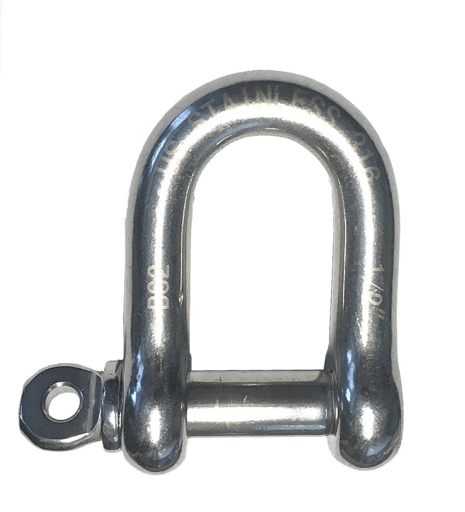 1/2 Inch 12mm Marine Grade Forged 316 Stainless Steel D Dee Shackle Boat