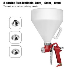 Air Hopper Spray Gun Paint Texture Tool Drywall Wall Painting Sprayer w/3 Nozzle