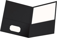 Oxford Twin-Pocket Folders, Textured Paper, Letter Size, Black, Holds 100 Sheets