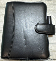 Franklin Covey Planner Nappa Leather Snap 6 Ring Binder Black Pockets Padded