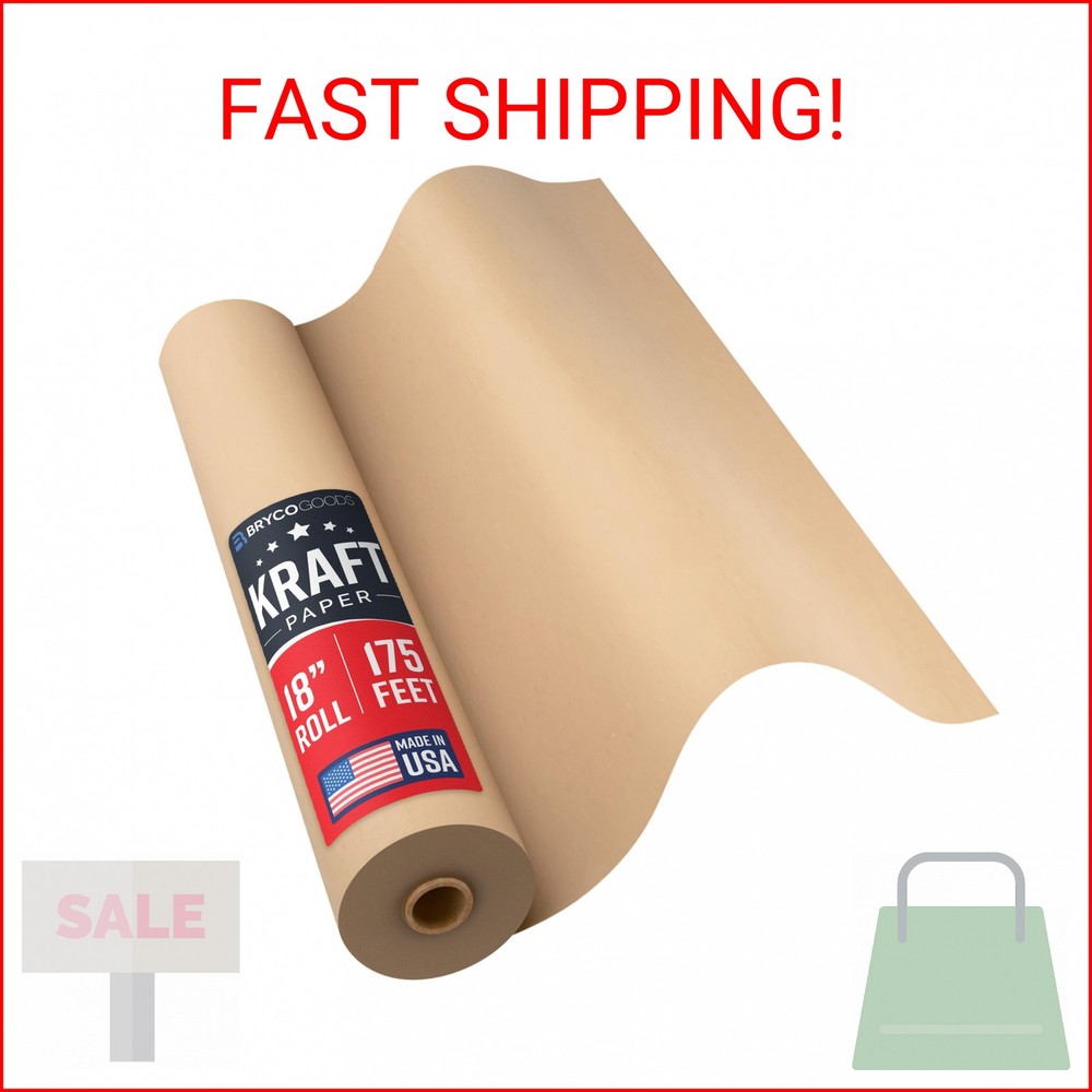 Bryco Goods Jumbo Kraft Paper Roll – Brown – 18″ x 2100″ (175′) – USA Made – Sui