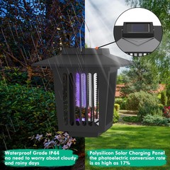 Solar Powered Mosquito Zapper Solar Bug Zapper, Bug Zapper Outdoor IP44 Mosquito