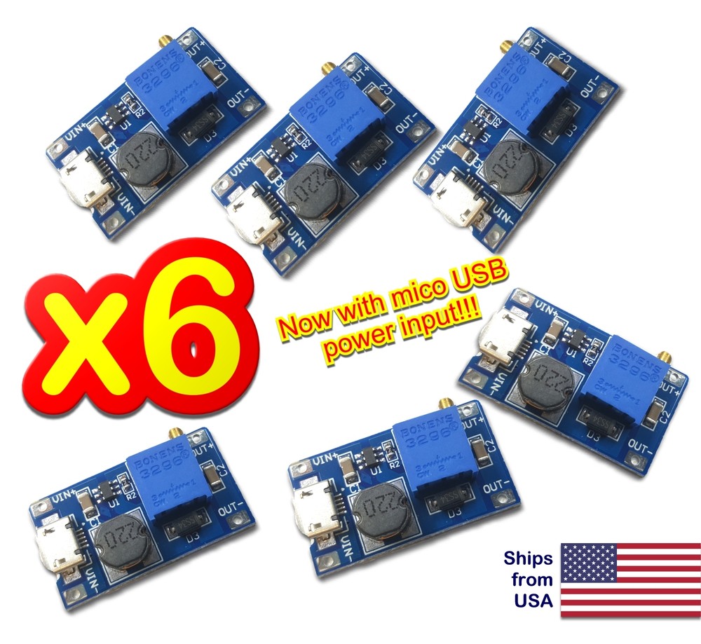 MT3608 DC 2A Step Up Power Boost Module 2v~24v Converter Arduino US – 6 pcs