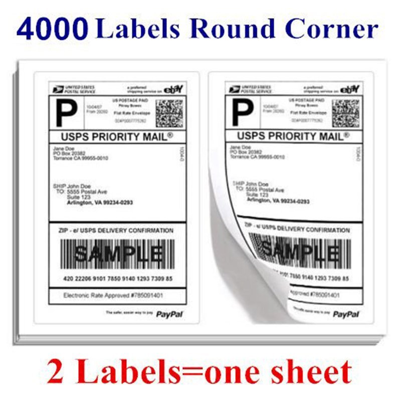 4000 Half Sheet Shipping Labels 8.5×5.5 Round Corner Blank For Laser Inkjet