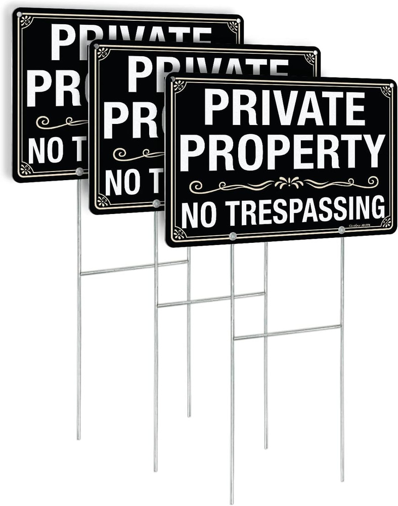 3 Pack No Trespassing Signs Private Property Sign 12×8 inches, 12″×8″ 3