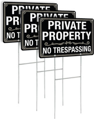 3 Pack No Trespassing Signs Private Property Sign 12×8 inches, 12″×8″ 3