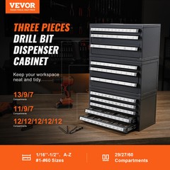 VEVOR Drill Bit Dispenser Organizer Cabinet 3 Pieces Three-Drawer Five-Drawer