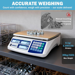 Counting Scale (66Lb/30Kg, 0.1G) Lb/Oz/Kg/G Industrial Digital Inventory Scale w
