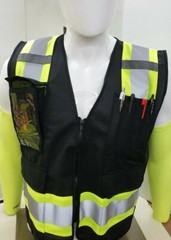 FX Two Tone HI-VIS Black Safety Vest with 4 Front Pocket Small to 5XL