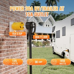 NEMA 5-15P to TT-30R RV Adapter 15A to 30A 110V Power Converter Plug for Camper