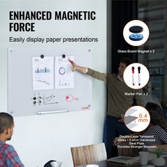 VEVOR Magnetic Glass Whiteboard Dry-Erase Board 36×24/72×36/48×32″ Wall Mounted