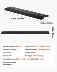 VEVOR Drop Over Cable Cover Heavy Duty Protector Ramp Floor Cord Cover 17500 lbs