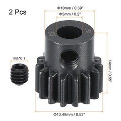 2Pcs RC 32P Hardened Pinion Gear 5mm Shaft 15T Motor Gears Carbon Steel RC Car