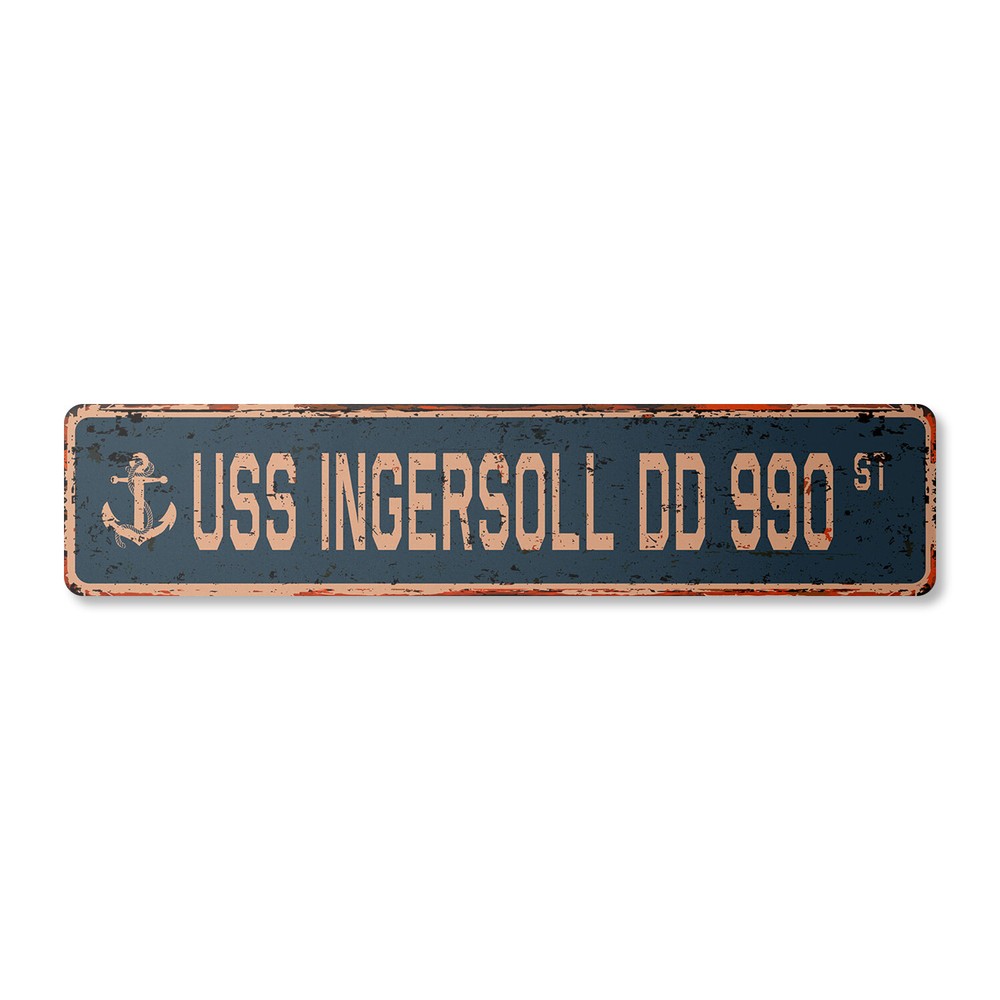 USS INGERSOLL DD 990 Vintage Street Sign us navy ship veteran sailor rustic gift