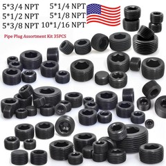 35PCS Pipe Plug Assortment Kit Carbon Steel 1/16 NPT Thru 3/4 NPT PLUGS SALE!!