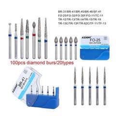 20packs/100Pcs Dental Diamond Burs for High Speed Handpiece Medium FG 1.6MM
