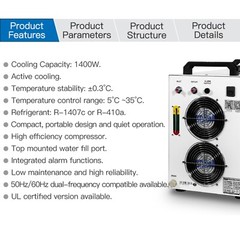 S&A CW5200 CW5202 CO2 Industrial Water Chiller for CO2 Laser Cutting Machine