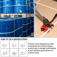 3/4″ x 500 Woven Cord Strapping Kit with 100 Metal Wire Buckles 2400 lb Strength