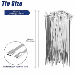 Stainless Steel Cable Tie Gun Set – Heavy Duty Metal Zip Tie Tool Kit 200PC Ties