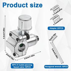 10 PCS BPV31 Bullet Piercing Valve Kits Refrigerator Tap 1/4 5/16 3/8 Inch