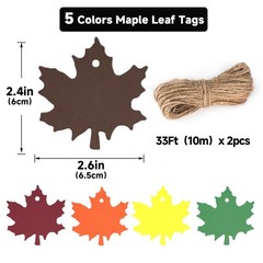 jijAcraft 150Pcs Maple Leaves Tags with String – 5 Colors Fall Gift Tags, 2.4…