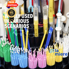 LA MIERE 400Pcs Bendable Dental Microbrush Applicator, 2.5mm, Purple