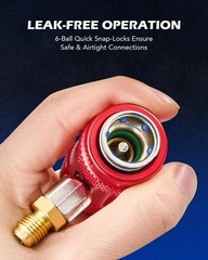 R1234yf Adapter Kit – Quick Couplers, Self-Sealing Can Tap, Durable Brass, Leak-