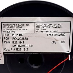 Allied Wire & Cable E22 19 2 Hook-Up Wire, 22AWG, Silver Coated Copper, 100ft