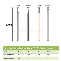 Cirugía quirúrgica dental Fresas redondas de carburo de tungsteno FGXL 2 3 4 5