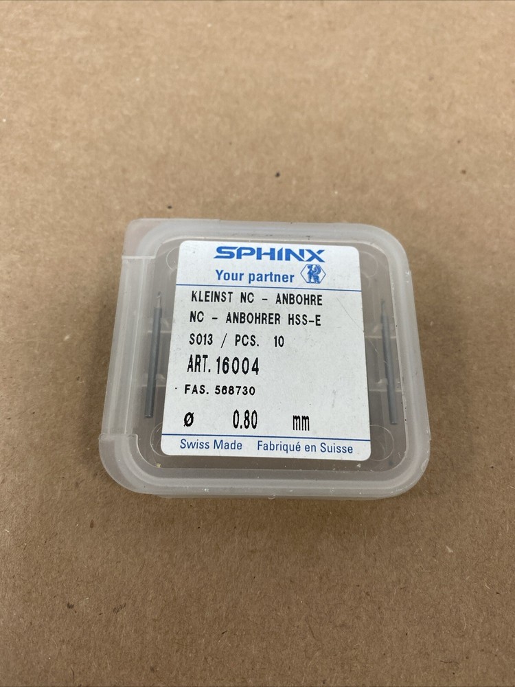 (10PCS) SPHINX ART. 16004 ANBOHRER HSS-E S013 0.80mm DRILL (0.0315”)