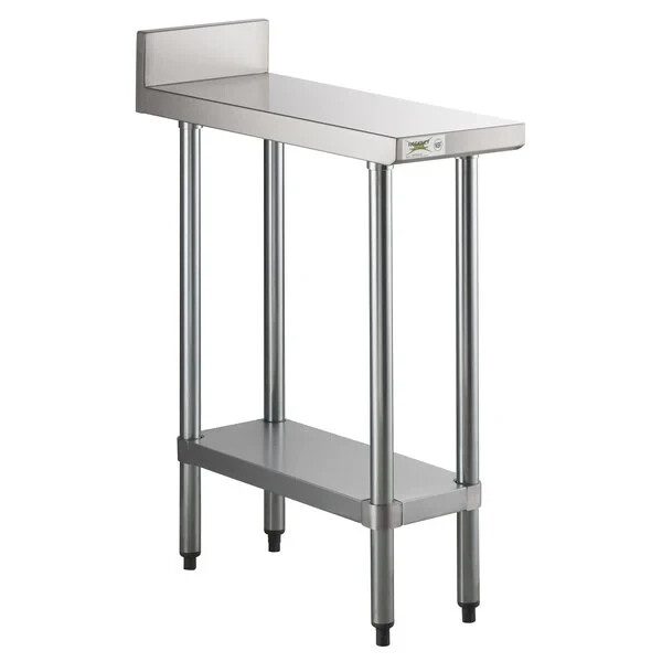 30″W x 12″L Stainless Steel Equipment Filler Table with Backsplash & Undershelf