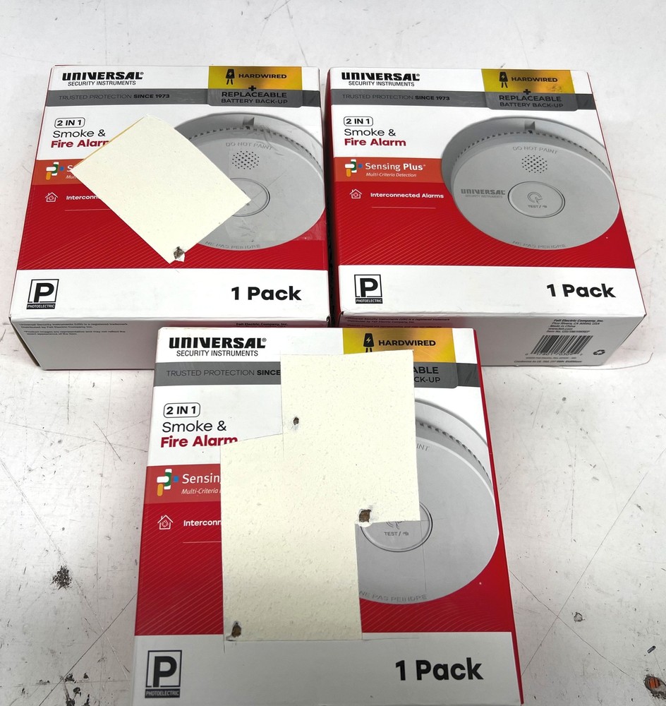 3PK USI Hardwired 1-Year Battery Backup Smoke Detector with Photoelectric Sensor