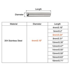 4x6mm Dowel Pins, 10pcs Round Head Flat Chamfered End Dowel Pin