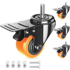 Stem Caster Wheels 4 Inch Heavy Duty Threaded Stem Mount Casters Set of 4 With